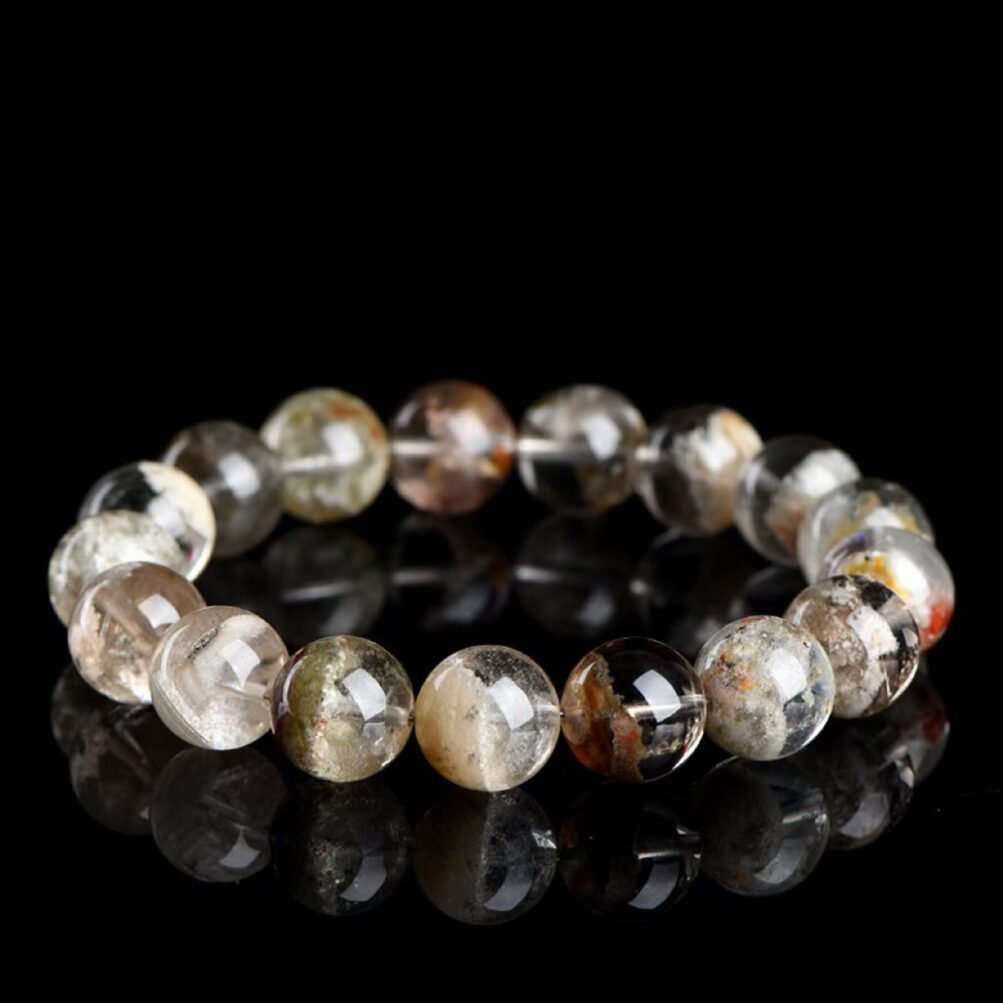 Natural Monet Garden Ghost Crystal Bracelet with vibrant half-pot inclusions